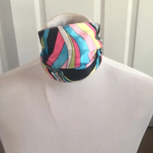 Pretty Multi Color Geometric Hair Scarf - Picture 2 of 3